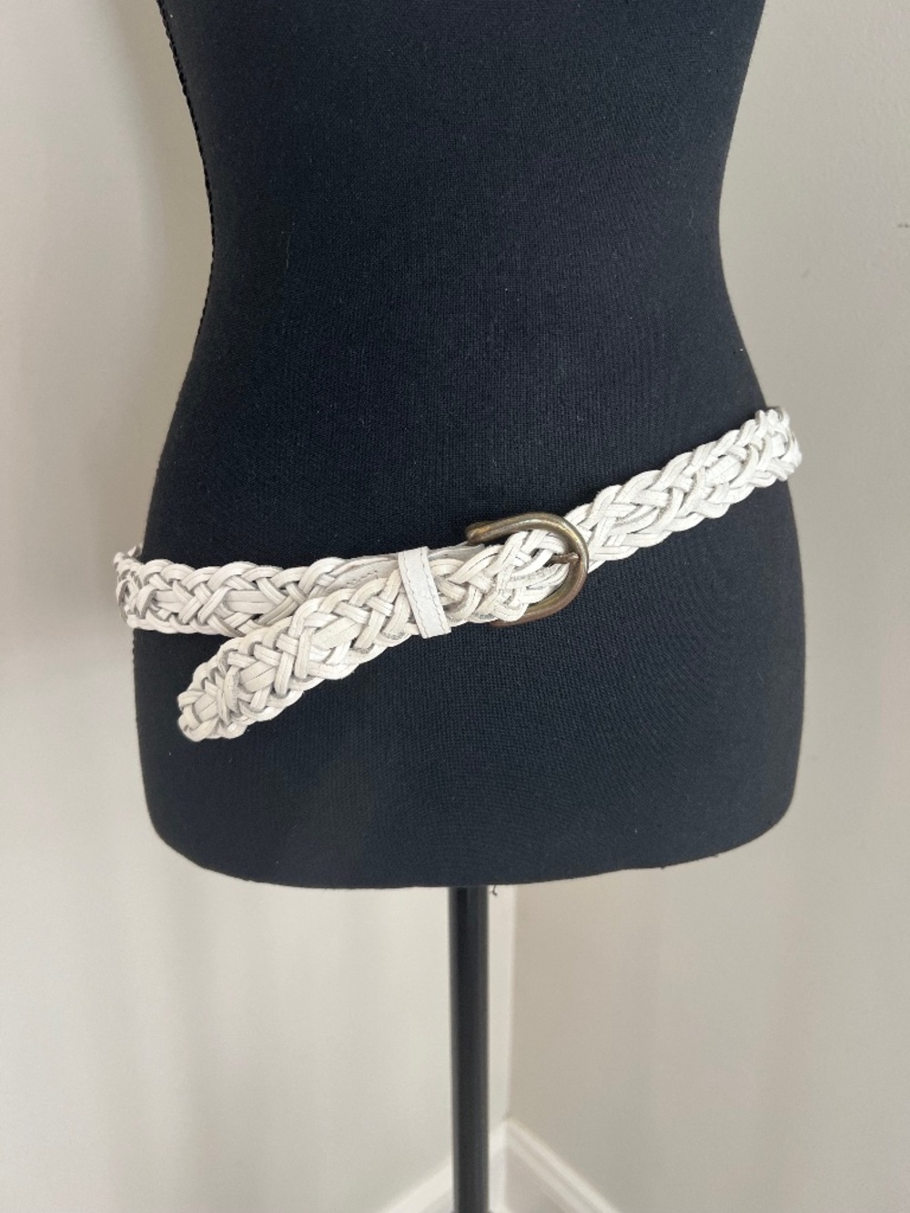 Vintage Capezio Women's White Leather Braided Belt
